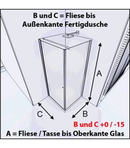 Eck-Duschkabine Cali 05 - Pendeltür - Chrom - Klarglas