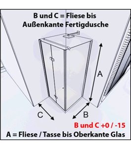 Eck-Duschkabine Crato 06 - Falttür - Schwarz - Klarglas
