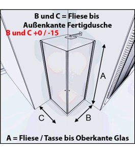 Eck-Duschkabine Cali 08 - Pendeltür - Chrom - Grauglas