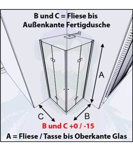 Eck-Duschkabine Cali 09 - Falttür - Chrom - Satino