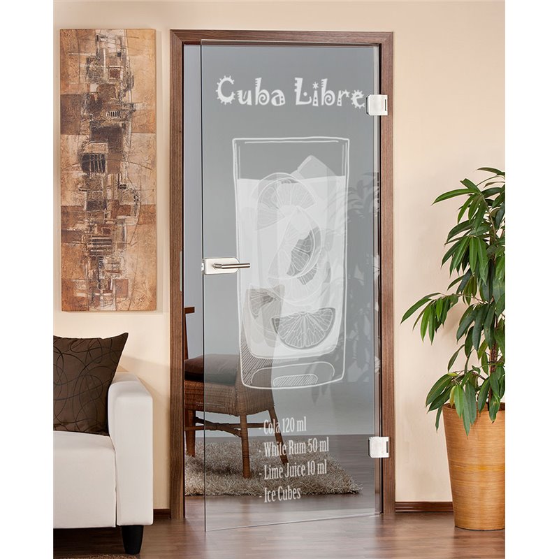 Ganzglastür Cuba Libre Gelasert Auf Klarglas