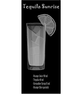 Ganzglastür Tequila Sunrise Gelasert Auf Klarglas