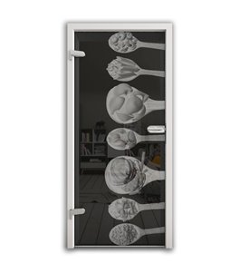 Ganzglastür Pasta Gelasert Auf Grauglas