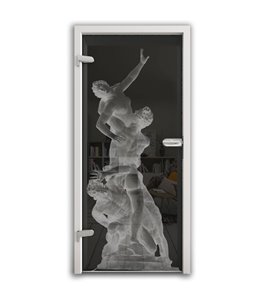 Ganzglastür Michelangelo Gelasert Auf Grauglas