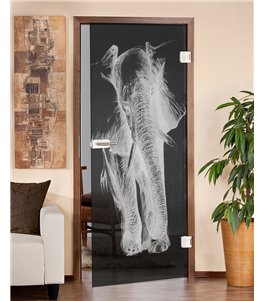 Ganzglastür Elefant Gelasert Auf Grauglas