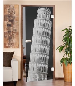 Ganzglastür Pisa Gelasert Auf Grauglas