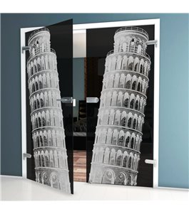Ganzglastür Pisa Gelasert Auf Grauglas
