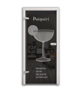 Ganzglastür Daiquiri Gelasert Auf Grauglas