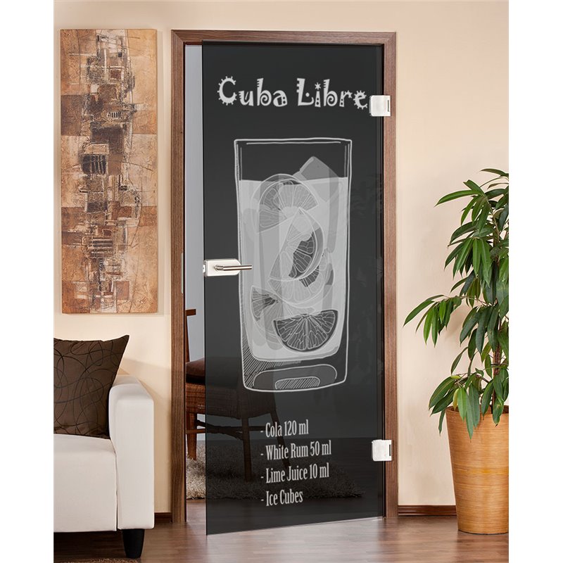 Ganzglastür Cuba Libre Gelasert Auf Grauglas
