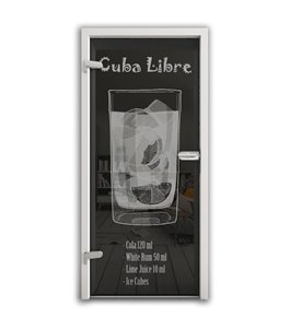 Ganzglastür Cuba Libre Gelasert Auf Grauglas