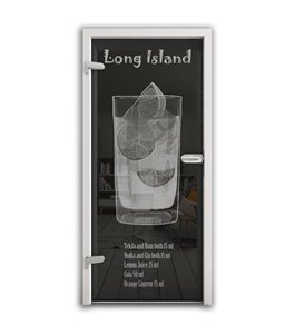 Ganzglastür Long Island Gelasert Auf Grauglas