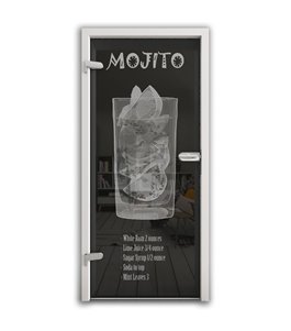 Ganzglastür Mojito Gelasert Auf Grauglas