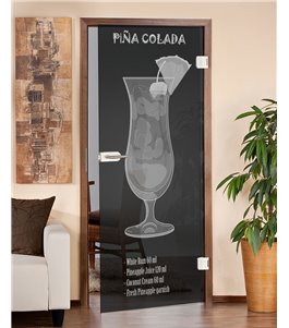 Ganzglastür Pina Colada Gelasert Auf Grauglas