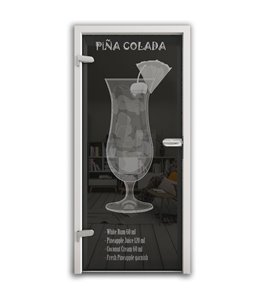 Ganzglastür Pina Colada Gelasert Auf Grauglas