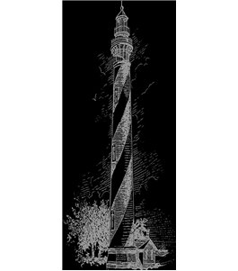 Pendeltür Leuchtturm Gelasert Auf Klarglas