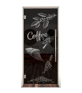 Pendeltür Coffee Set Gelasert Auf Grauglas