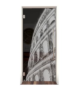 Pendeltür Kolosseum Gelasert Auf Grauglas