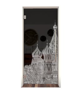 Pendeltür Moskau Gelasert Auf Grauglas