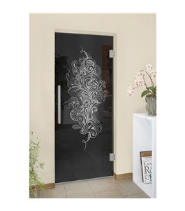 Pendeltür Florale Kunst Gelasert Auf Grauglas