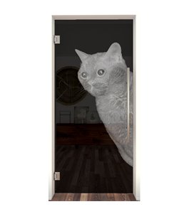 Pendeltür Cats Gelasert Auf Grauglas
