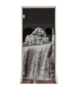 Pendeltür Wasserfall II Gelasert Auf Grauglas