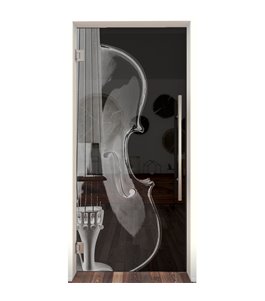 Pendeltür Geige Gelasert Auf Grauglas