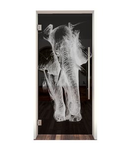 Pendeltür Elefant Gelasert Auf Grauglas