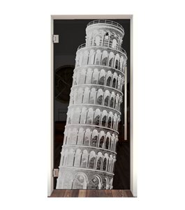 Pendeltür Pisa Gelasert Auf Grauglas