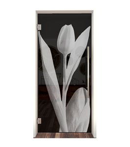 Pendeltür Tulpe Gelasert Auf Grauglas