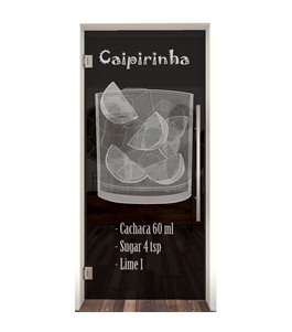 Pendeltür Caipirinha Gelasert Auf Grauglas