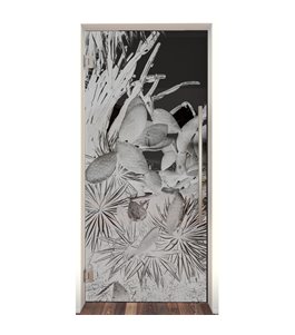 Pendeltür Kaktusblüten Gelasert Auf Grauglas