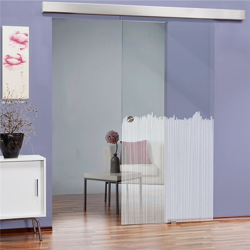 Glasschiebetür ECO-LINE Sichtschutz Gelasert Auf Klarglas Glasschiebetür ECO-LINE Sichtschutz Gelasert Auf Klarglas