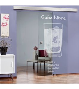 Glasschiebetür ECO-LINE Cuba Libre Gelasert Auf Klarglas