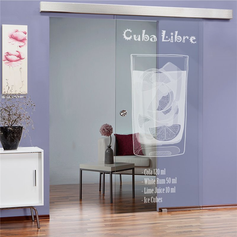 Glasschiebetür ECO-LINE Cuba Libre Gelasert Auf Klarglas