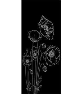 Glasschiebetür ECO-LINE Blume 10 Gelasert Auf Grauglas