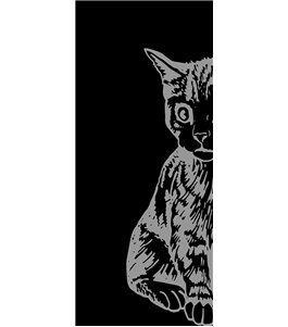 Glasschiebetür ECO-LINE Katze Gelasert Auf Grauglas