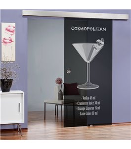 Glasschiebetür ECO-LINE Cosmopolitan Gelasert Auf Grauglas