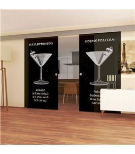 Glasschiebetür ECO-LINE Cosmopolitan Gelasert Auf Grauglas