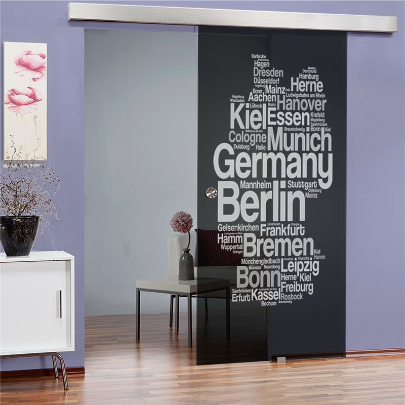 Glasschiebetür ECO-LINE Germany Gelasert Auf Grauglas Glasschiebetür ECO-LINE Germany Gelasert Auf Grauglas