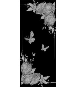 Glasschiebetür SLIM-LINE Blume 5 Gelasert Auf Klarglas