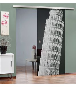 Glasschiebetür SLIM-LINE Pisa Gelasert Auf Grauglas