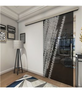 Glasschiebetür SLIM-LINE Abstrakt 6 Gelasert Auf Grauglas