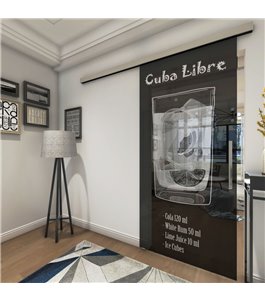 Glasschiebetür SLIM-LINE Cuba Libre Gelasert Auf Grauglas