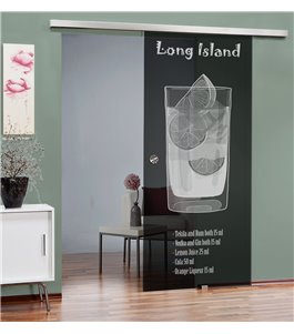 Glasschiebetür SLIM-LINE Long Island Gelasert Auf Grauglas