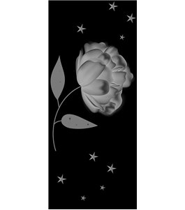 Glasschiebetür PIPE-LINE Blume Gelasert Auf Klarglas