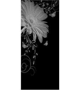 Glasschiebetür PIPE-LINE Blume 3 Gelasert Auf Grauglas