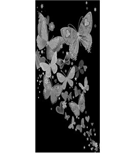 Glasschiebetür PIPE-LINE Schmetterlinge II Gelasert Auf Grauglas