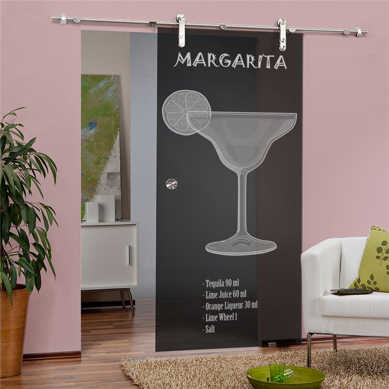 Glasschiebetür PIPE-LINE Margarita Gelasert Auf Grauglas Glasschiebetür PIPE-LINE Margarita Gelasert Auf Grauglas