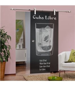 Glasschiebetür PIPE-LINE Cuba Libre Gelasert Auf Grauglas