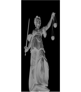 Lichtausschnitt Justitia Gelasert Auf Klarglas